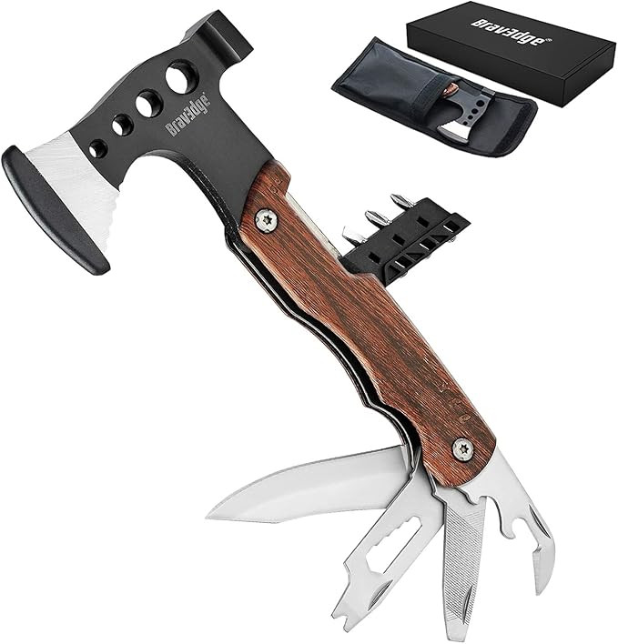 Multitool Axe, Bravedge 12 in 1 Pocket Hatchet Camping Tool, Gifts for Men Survival Gear with 3''... | Amazon (US)
