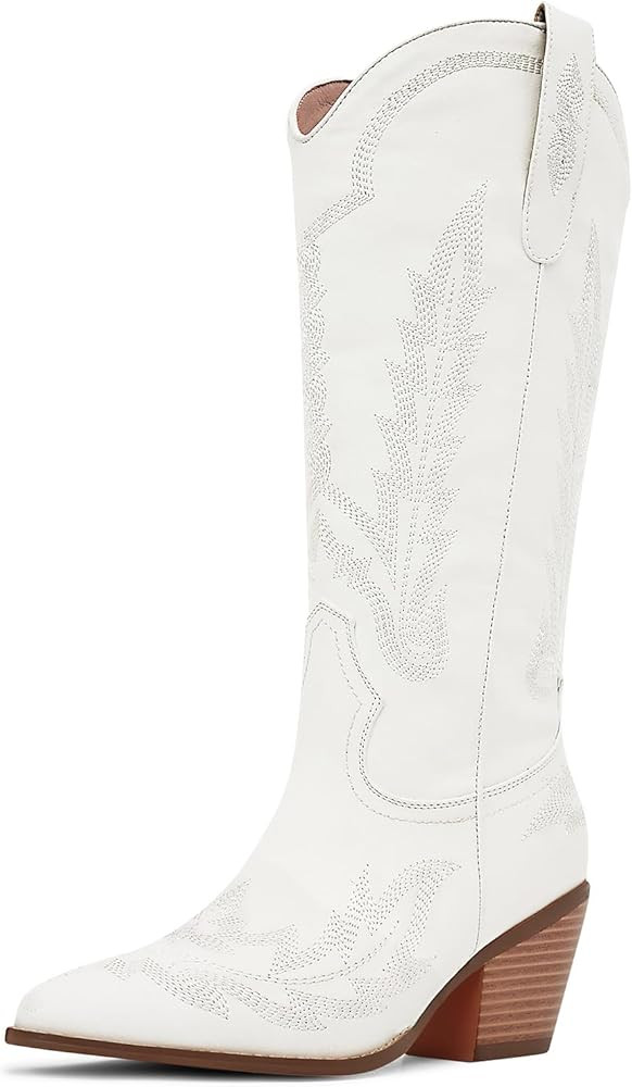 Cowboy Boots for Women Cowgirl Boots Mid Calf Western Country Pointed Toe Embroidery Chunky Heel ... | Amazon (US)