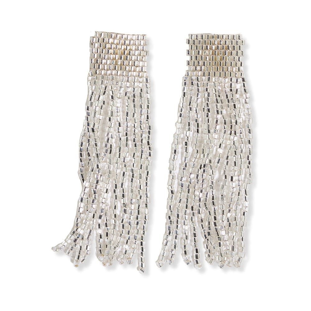 Marilyn Solid Beaded Fringe Earring Silver | INK+ALLOY