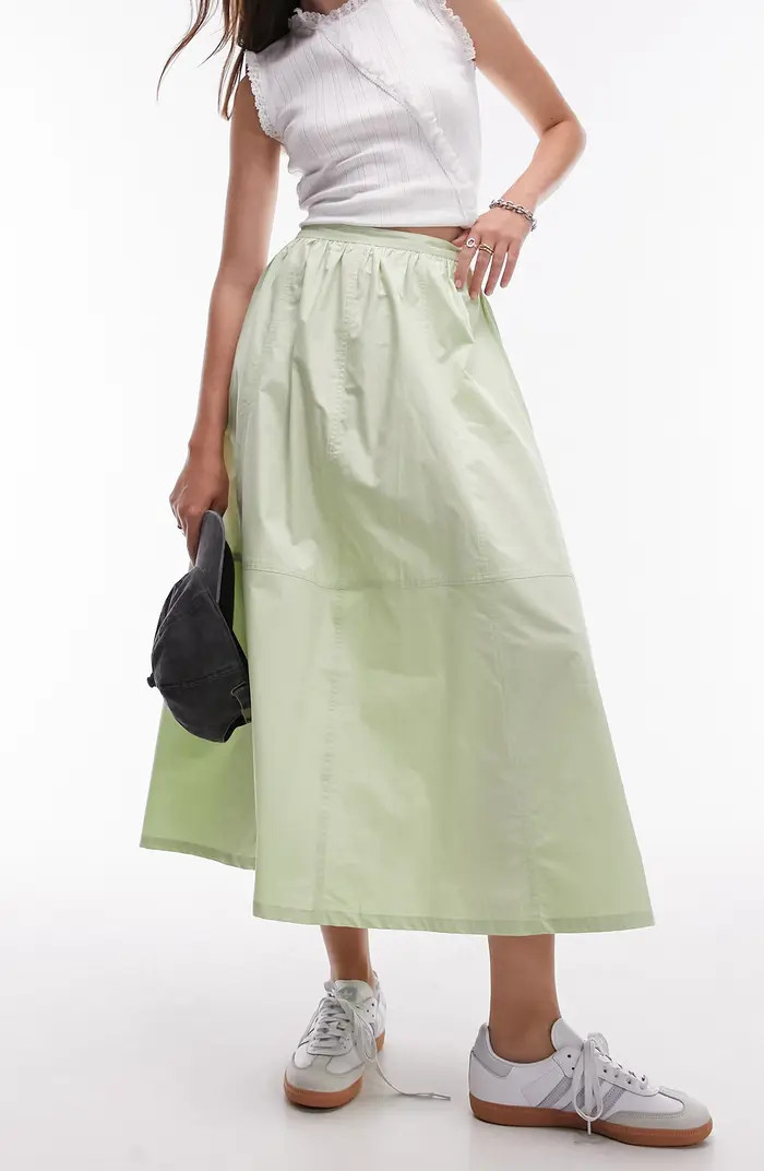 Topshop Cotton Poplin Midi Skirt | Nordstrom | Nordstrom
