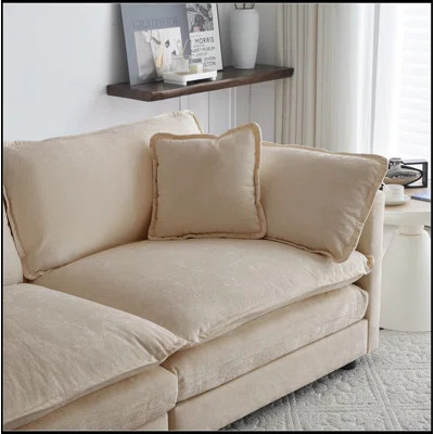 2 - Piece Living Room Set Upholstered Loveseat Couch Set Beige Chenille for Home Office etc | Wayfair North America