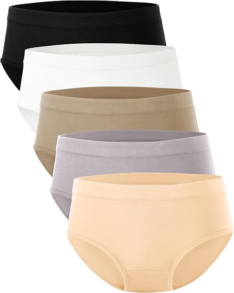 BAMBOO COOL Womens Underwear, Moisture-Wicking Briefs, Soft and Breathable Panties, Mid Waist, 5-... | Amazon (US)