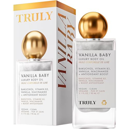 Truly Beauty Vanilla Baby Luxury Body Oil | Plumping Body Shimmer Oil for Hydration & Firmness | With Bakuchiol & Niacinamide for Collagen Boost | Vanilla, Pear & Caramel Scent | Radiant Glow | Amazon (US)