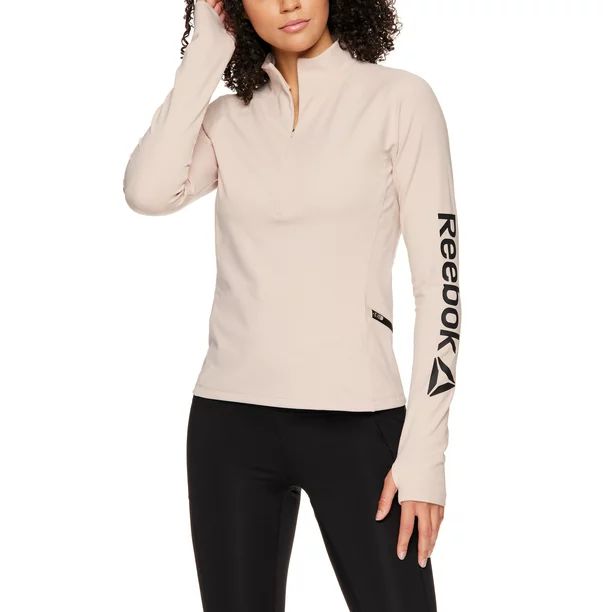 Reebok Women's Focus Cropped Performance 1/2 Zip with Front Invisible Zipper and Zipper Pocket - ... | Walmart (US)