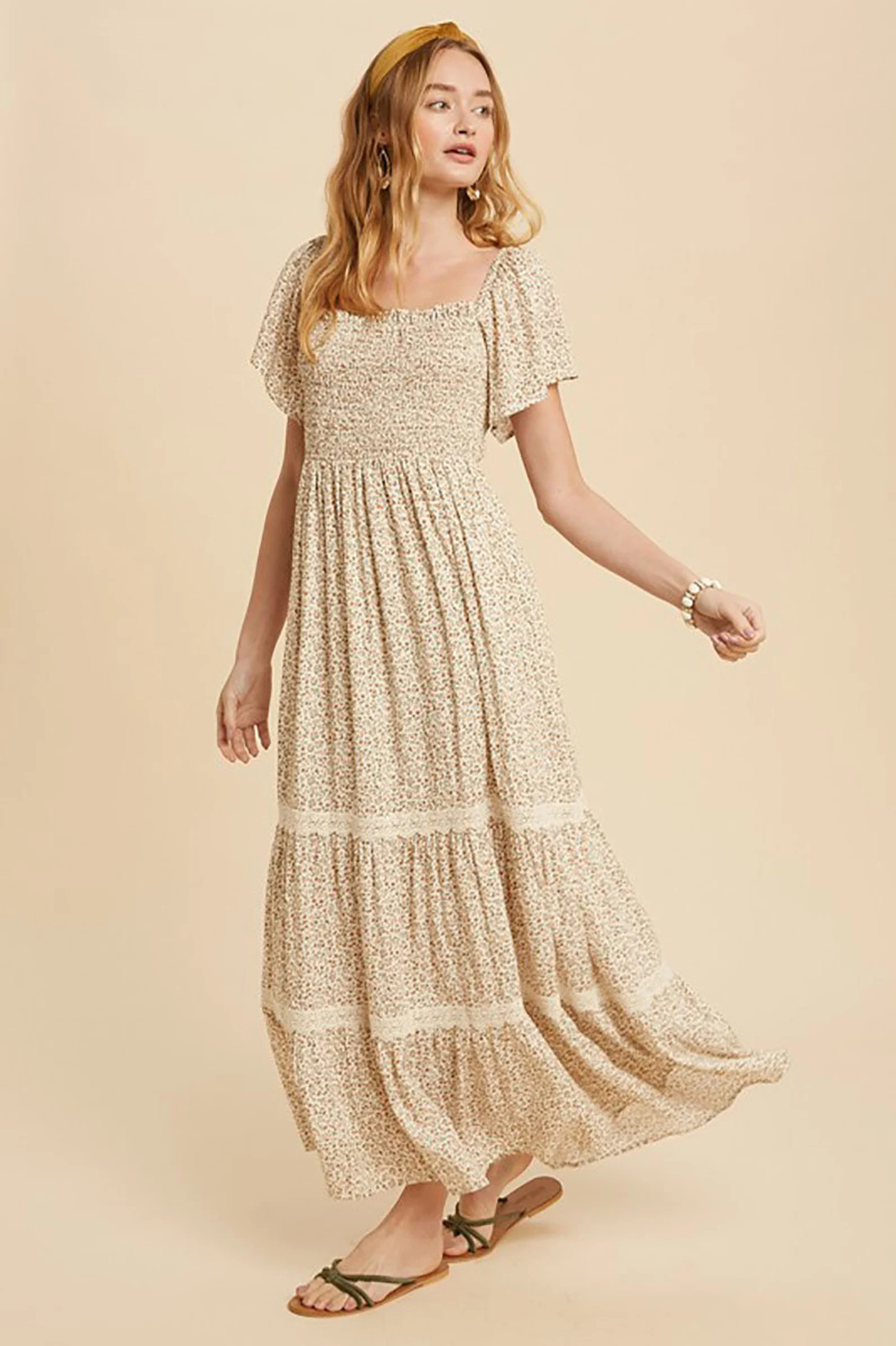 Women's Boho Bohemian Ditsy Ditzy Floral Lace Trim Accents | Etsy | Etsy (US)