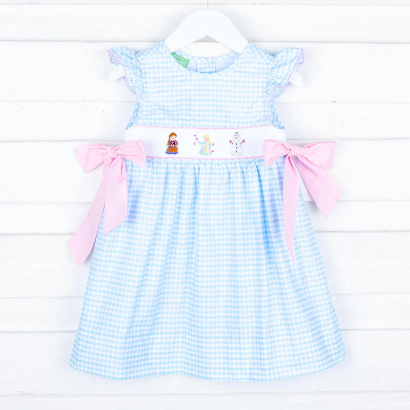 Ice Princess Smocked Beverly Dress Blue Gingham | Classic Whimsy