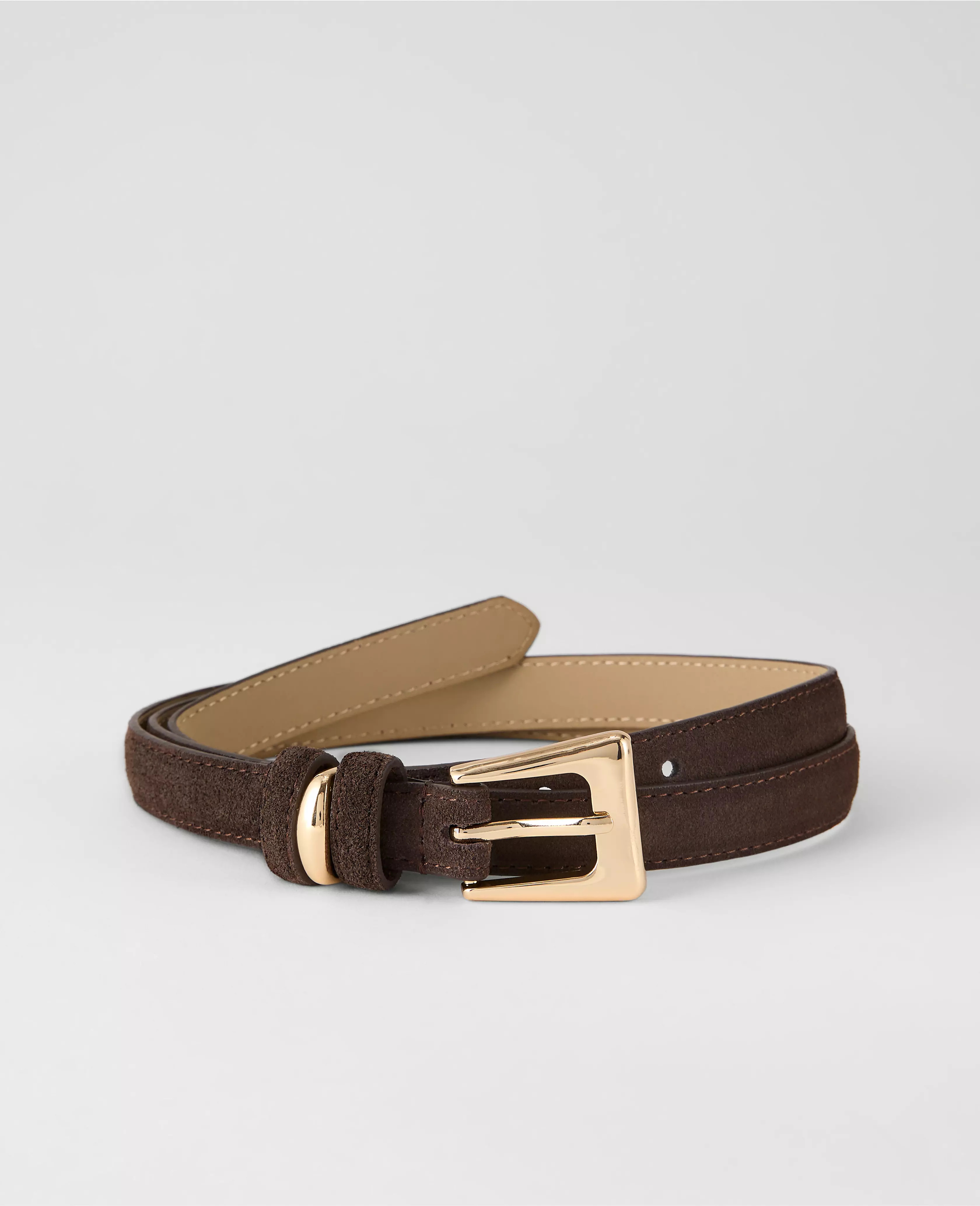 Suede Sculpted Buckle Belt | Ann Taylor
