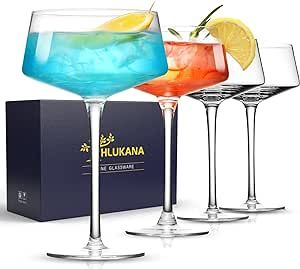 Martini Glasses Set of 4, 8 oz Coupe Glass, Premium Crystal Cocktail Glassess, Champagne Coupe Gl... | Amazon (US)