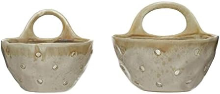 Creative Co-Op Stoneware Handles, Set of 2 Colanders, 8" L x 7" W x 5" H, Beige | Amazon (US)