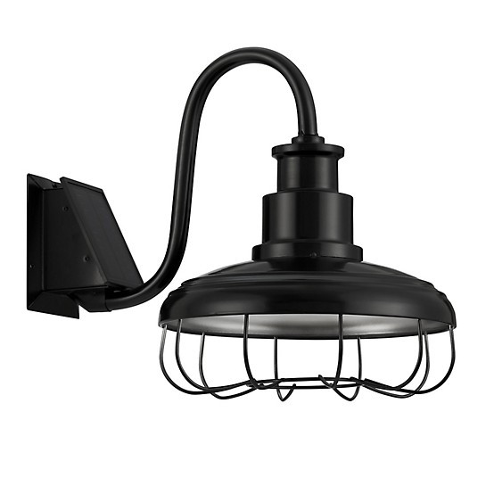 Red Shed  15 in. Solar Barn Lamp with Cage, Black | Tractor Supply