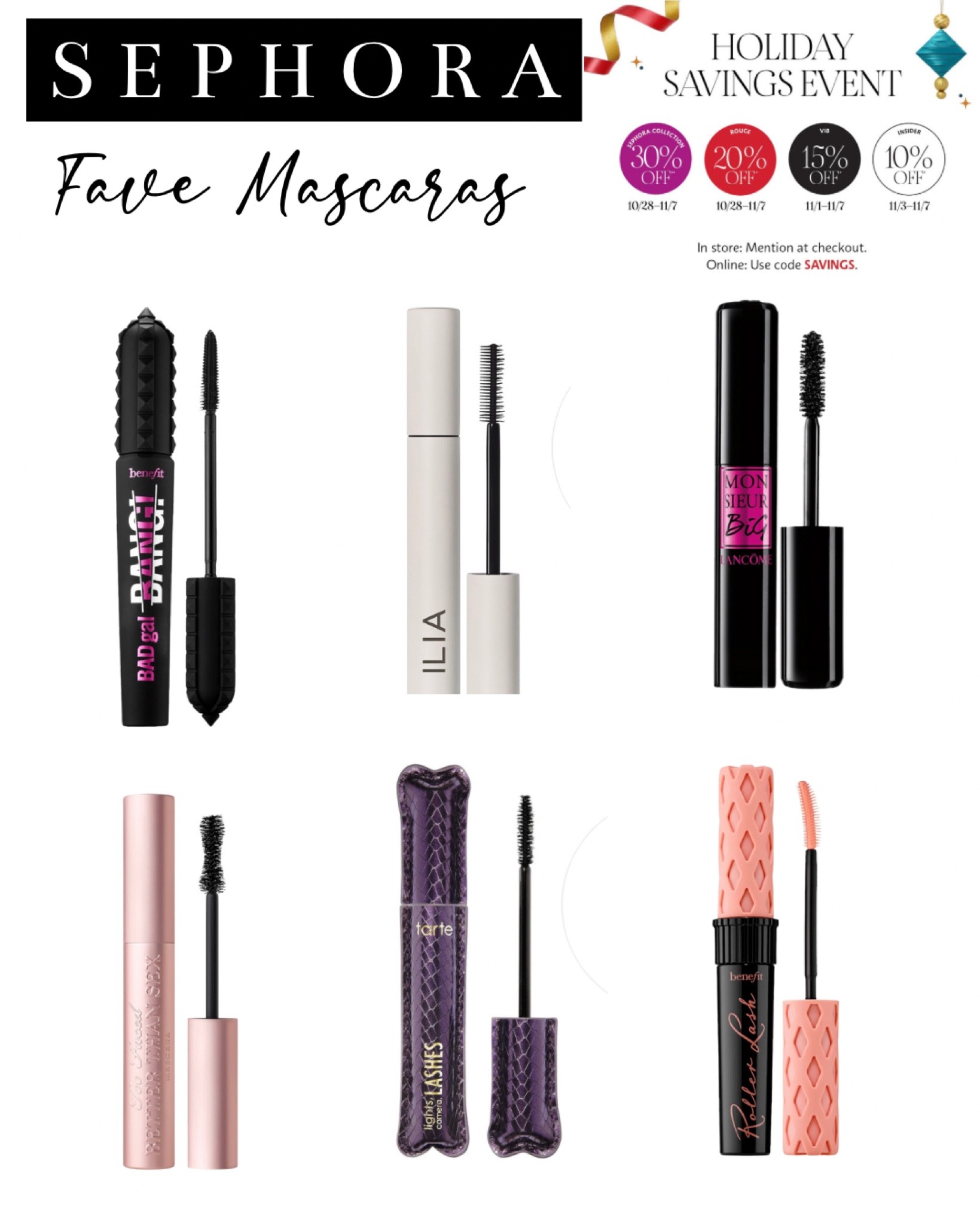 STARTING TODAY through 11/7: #Sephora’s Beauty Insider tier members can start saving 10% off of their entire purchase!

Sharing with y’all my top #favemascaras that are #highend but definitely worth it!

#SephoraSale #holidaysale #highendmascaras

#LTKsalealert #LTKbeauty #LTKHoliday