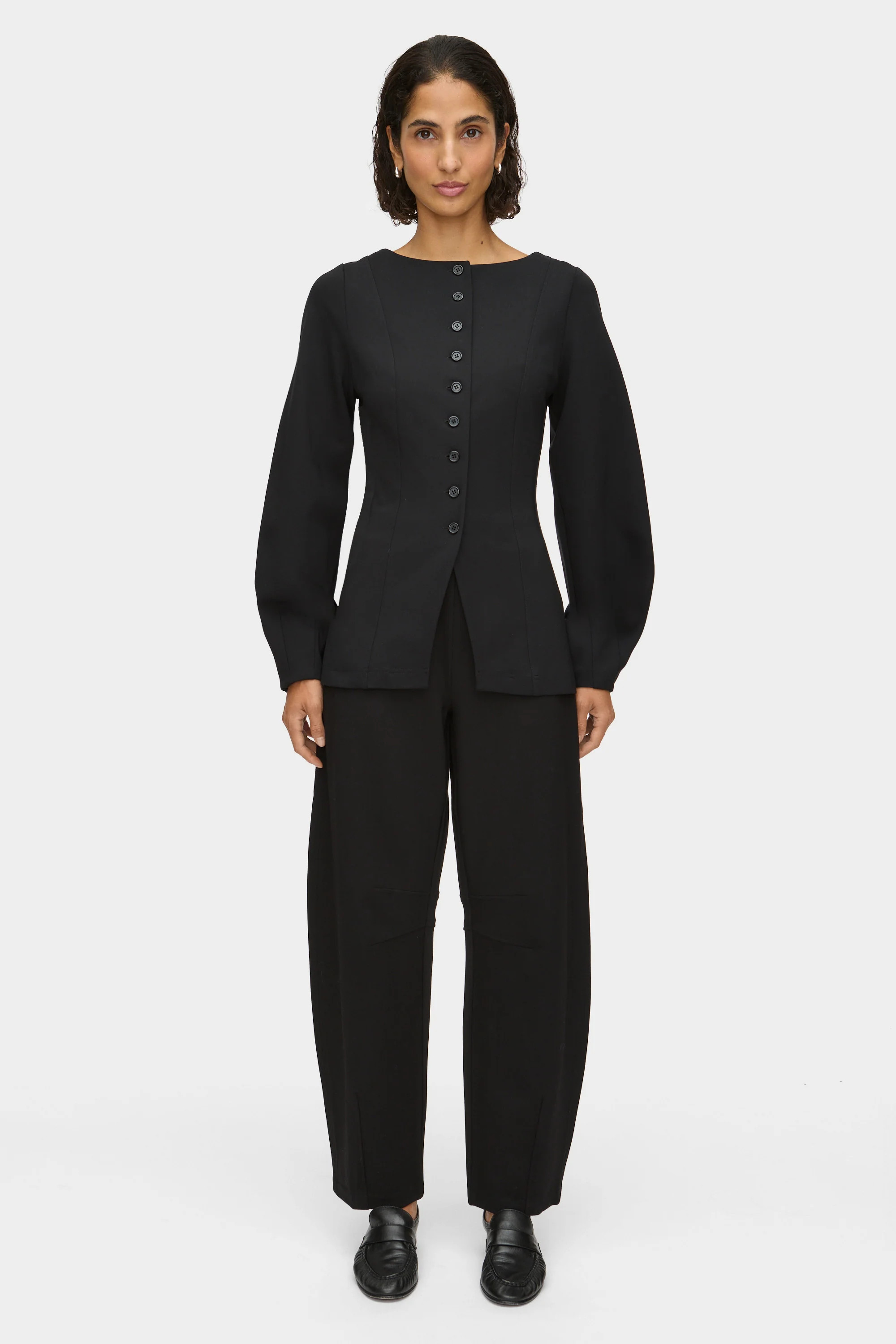 ALIGNE Ponte Barrel Leg Trouser - Black | Markus | ALIGNE USA