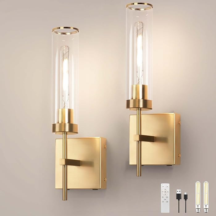 Wall Sconces,Gold Battery Operated Wall Sconce 10400mAh Fast Chargin Endurance 150 Hours Infinite... | Amazon (US)