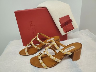 Valentino Garavani Rockstud Caged Woven Straw Slide Sandals Size -39.5  | eBay | eBay US