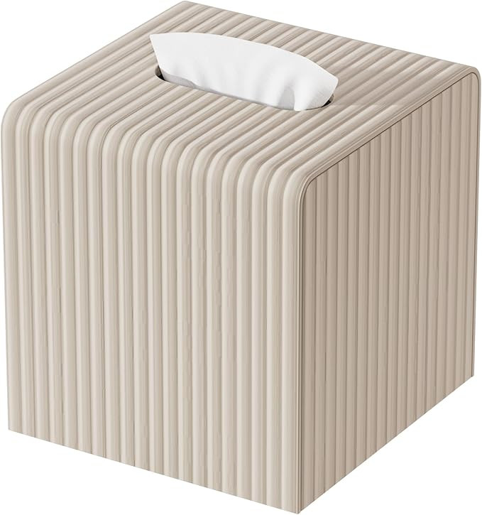 Tissue Box Cover Square,Modern Facial PU Tissue Holder Napkin Dispenser Accessories for Bathroom ... | Amazon (US)
