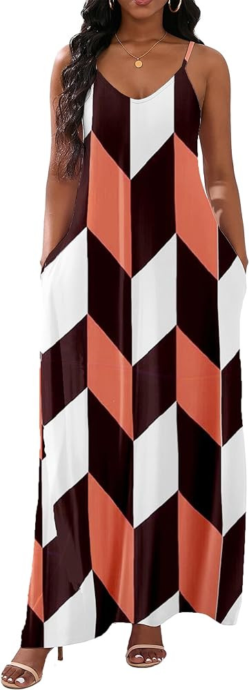 vunahzma Womens Casual Fashion Sleeveless Plus Size Loose Long Sexy Maxi Dress with Pockets | Amazon (US)