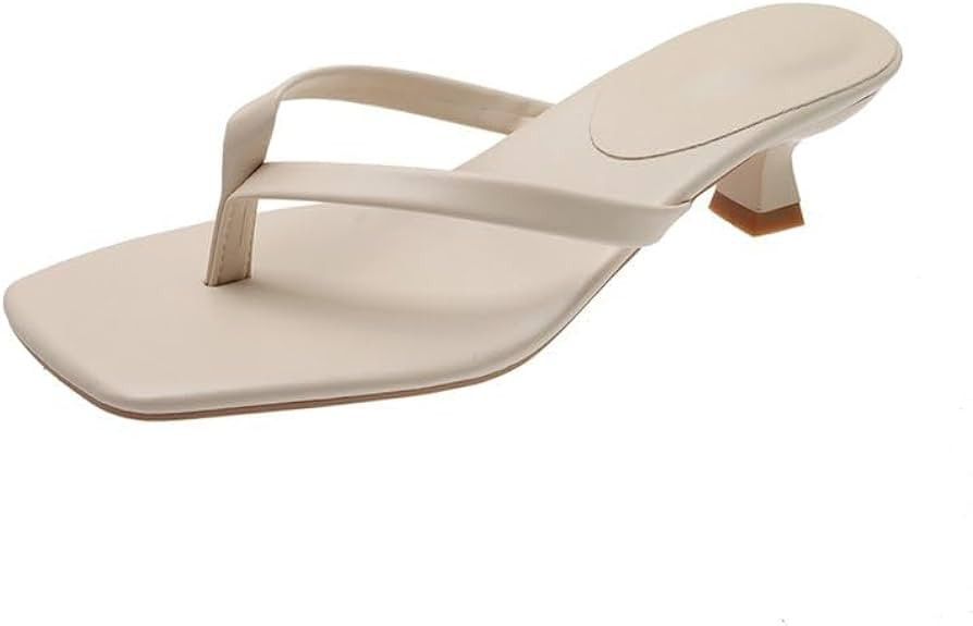 Low Heel Sandals for Womens,Summer Flip Flops Fashion Square Toe Non-Slip Beach Sandals,Stiletto ... | Amazon (US)