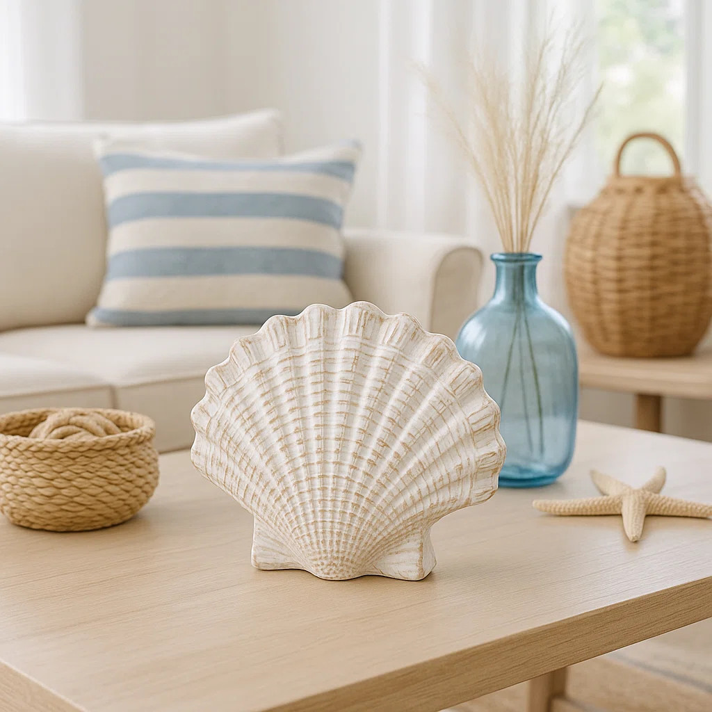 Resin Nautical Shell Figurine Sculpture - Coastal Decorative Accent Piece, Durable Polyresin Desi... | Wayfair North America