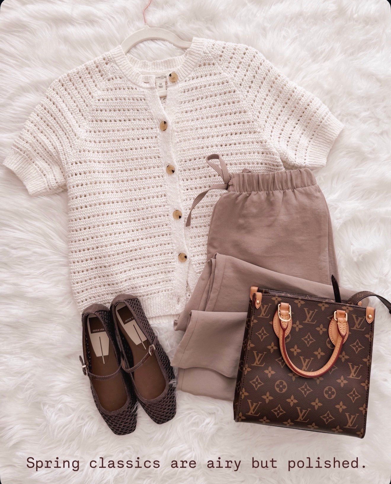 Light knits and soft neutrals just feel right for spring. This short sleeve cardigan with relaxed trousers keeps things airy while still looking polished.

spring outfit ideas, neutral spring style, short sleeve cardigan outfit, relaxed trousers look, brown flats outfit, classic capsule wardrobe, elevated everyday style, airy but polished outfits

#LTKSeasonal #LTKOver40 #LTKTravel