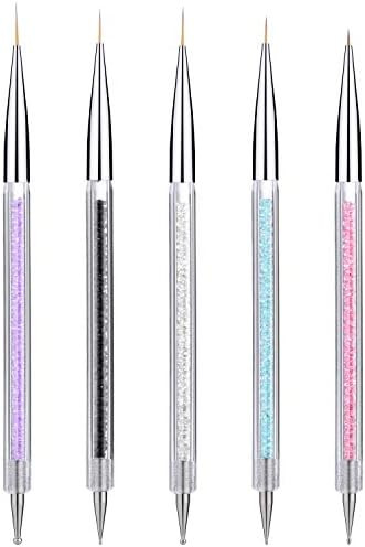 5 Pcs Nail Art Liner Brushes Dual-ended Nail Polish Decorating Brush Including Fine Striping Brus... | Amazon (US)