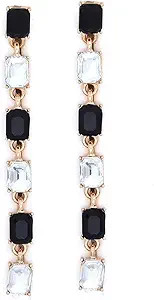 Colorful Crystal Dangle Drop Earrings for Women,Gold Multicolor Long Linear Square Rhinestone Cha... | Amazon (US)