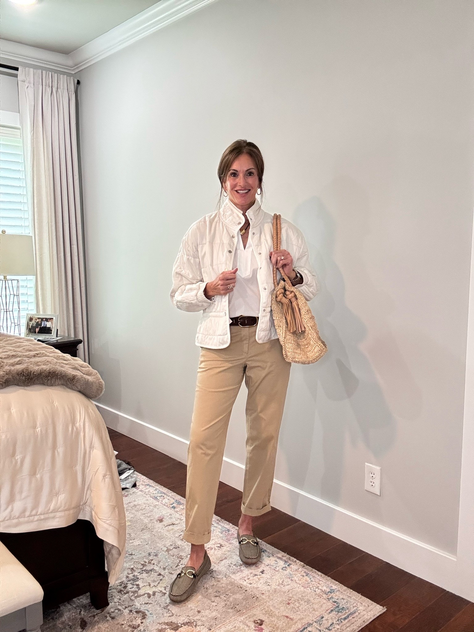 Quilted bomber /large 
No iron top - medium 
Chinos - size 6

Teacher style 
Workwear 
Elevated casual

#LTKSaleAlert #LTKWorkwear #LTKMidsize