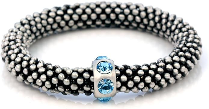 Bico 'Cassiopeia' Flexible Bracelet with Light Blue Crystals (CA31 Light Blue 7in) | Amazon (US)