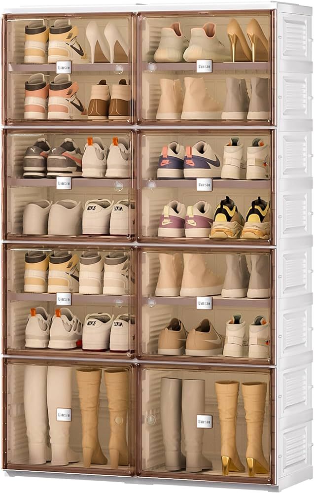 BINSIO Shoe Storage Cabinet 7 Tiers for 28 Pairs, Collapsible Shoe Racks Organizer, Easy Assemble... | Amazon (US)