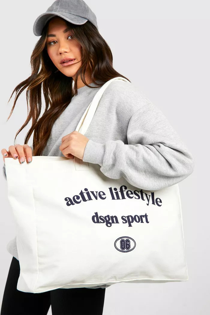 Active Lifestyle Oversized Canvas Tote Bag | Boohoo.com (UK & IE)