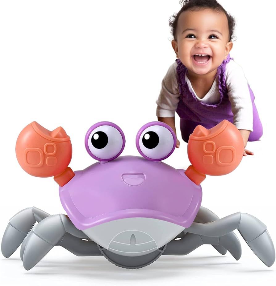 Purple Crawling Crab Baby Toy - Violet Tummy Time Crab Infant Walking Crab Dancing Moving Crawl C... | Amazon (US)