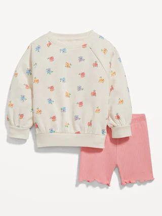 Crew-Neck Graphic Sweatshirt & Biker Shorts Set for Toddler Girls | Old Navy (US)