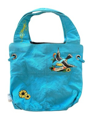 Ed Hardy Cotton Pacific Blue Shoulder Bag Handbag With Bird And Flowers Y2K  | eBay | eBay US