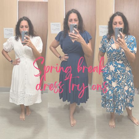 Spring dress try on at Target! 
All of these are under $40 and absolutely love them ! I’m wearing a size medium and I’m an hourglass/pear shape 
All dresses are currently 20% off when you download the target circle app! 

#LTKsalealert #LTKunder50 #LTKFind