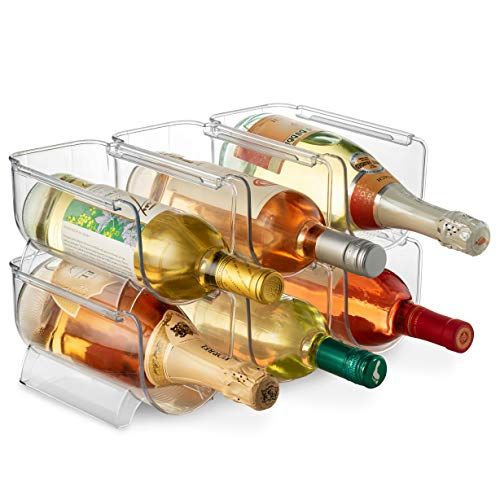 Set of 6 Wine and Water Bottle Organizer, Stackable Plastic Wine Rack Holder for Pantry, Kitchen,... | Amazon (US)