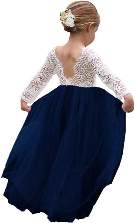 Girl Toddler Full-Length Straight Tulle Tutu Lace Back Party Flower Girl Dress | Amazon (US)