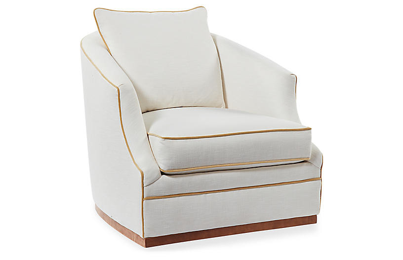 Annie Swivel Chair, Ivory | One Kings Lane