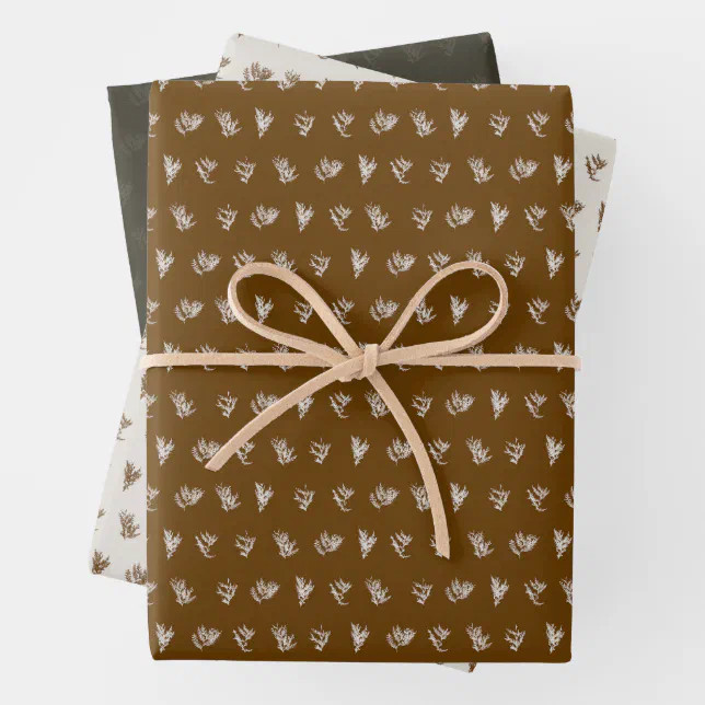 Christmas Collection | Cedar Cognac, Cream, Green Wrapping Paper Sheets | Zazzle