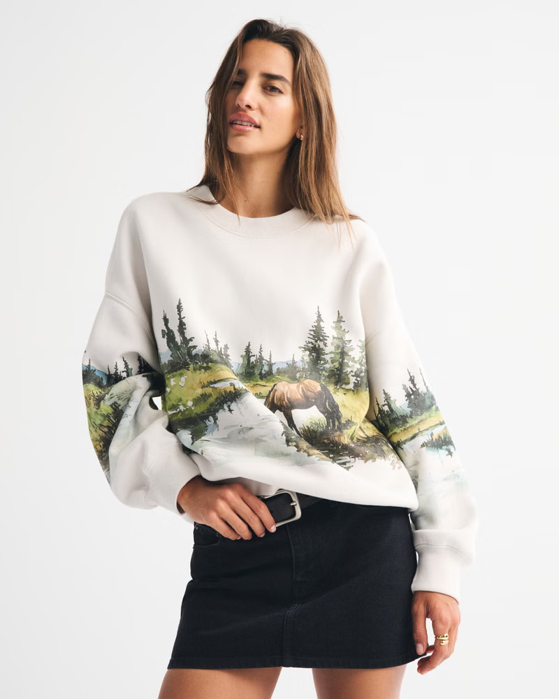 Women's Wildlife Graphic Oversized Sunday Crew | Women's New Arrivals | Abercrombie.com | Abercrombie & Fitch (US)