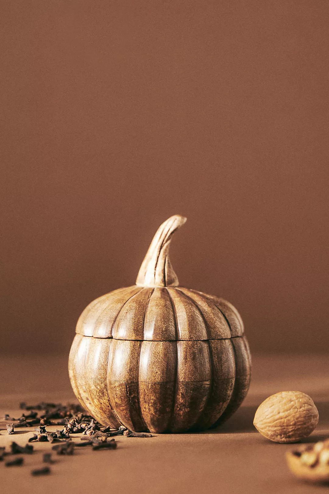 Gourmand Pumpkin Spice & Black Walnut Wooden Pumpkin Candle | Anthropologie (US)