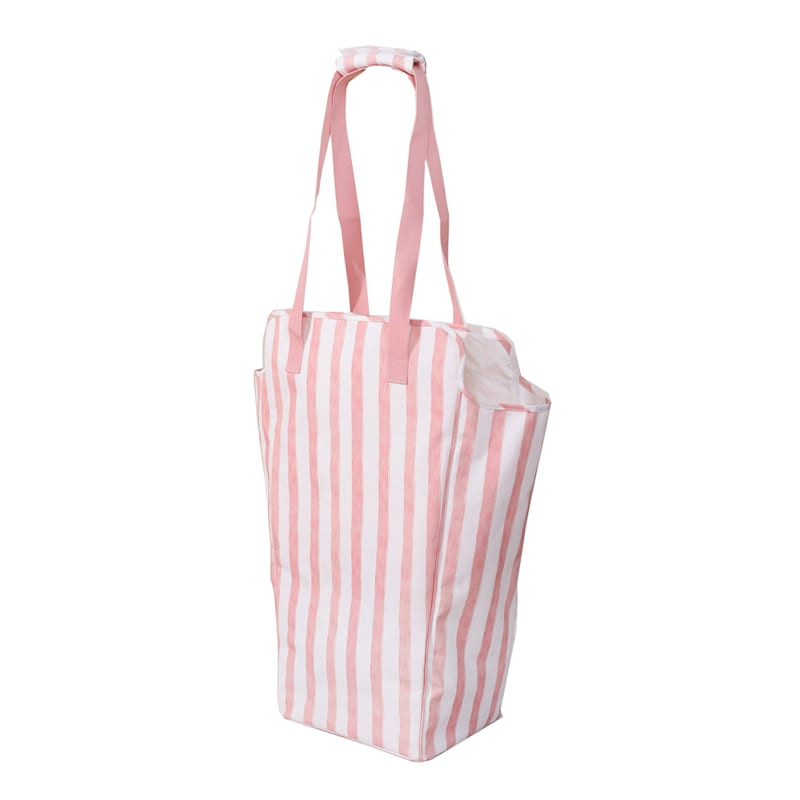 Foldable Laundry Bag, Pink Stripe | At Home