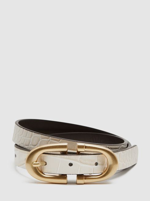 Reiss Cream Bailey Horseshoe Belt | Reiss US