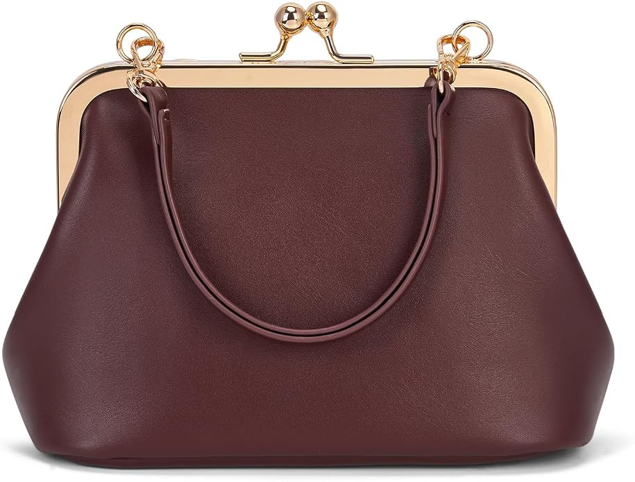 Mini Women's Kiss Lock Crossbody Bag PU Small Top Hand Handbags Kiss Clasp Crossbody Purses Eveni... | Amazon (US)