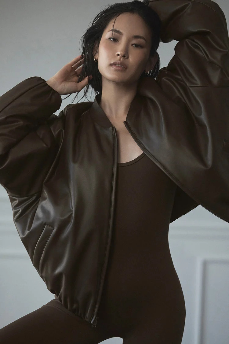 Faux Leather Premier Bomber | Alo Yoga