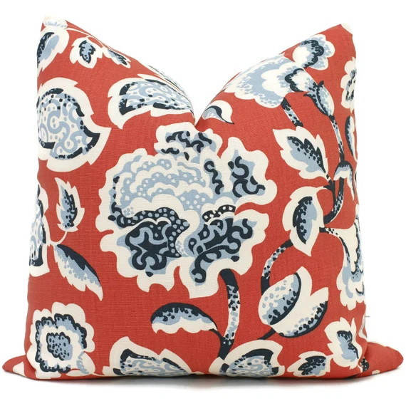 Decorative Pillow Cover Red Deco Flower 18x18 20x20 22x22 | Etsy | Etsy (US)