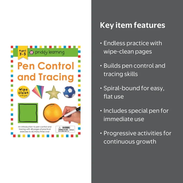 Roger Priddy: Wipe Clean Workbook: Pen Control and Tracing (enclosed Spiral Binding) (Spiral-Boun... | Walmart (US)