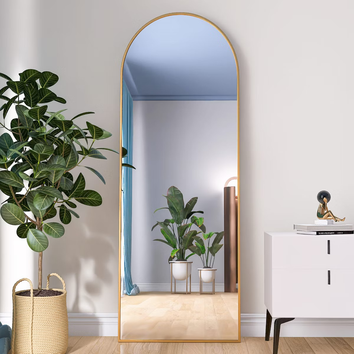 Alani Oversized Arched Floor Mirror, 65" x 23.5" Aluminum Alloy Frame Arched Full Length Mirror F... | Target