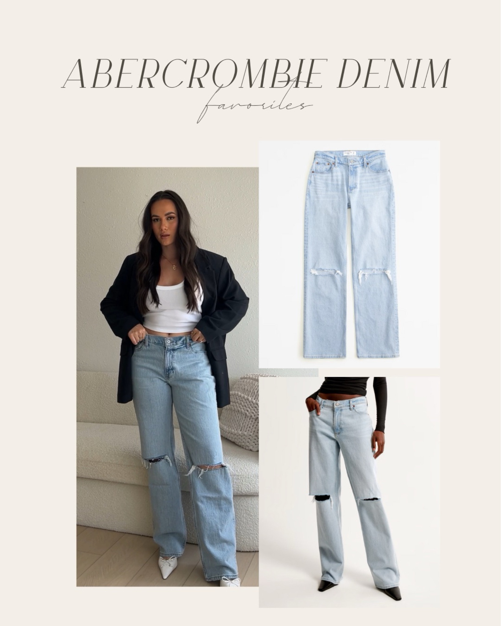 New denim style from Abercrombie — sale code DENIMAF for an extra 15% off! 

Low rise baggy - sized up for a looser fit 

#LTKFindsUnder100 #LTKxAF #LTKStyleTip