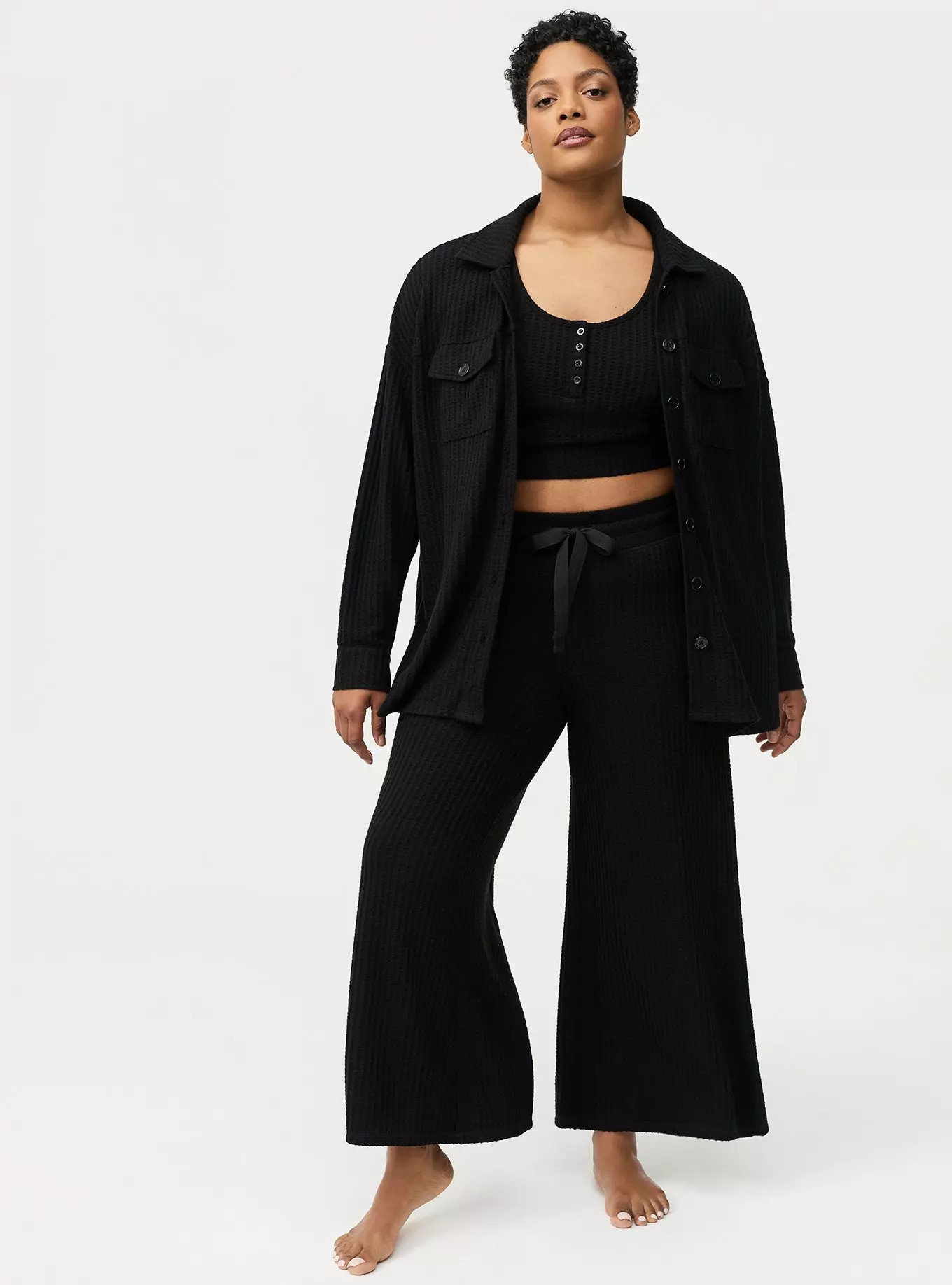 Super Soft Plush Waffle Wide-Leg Lounge Pant | Torrid (US & Canada)