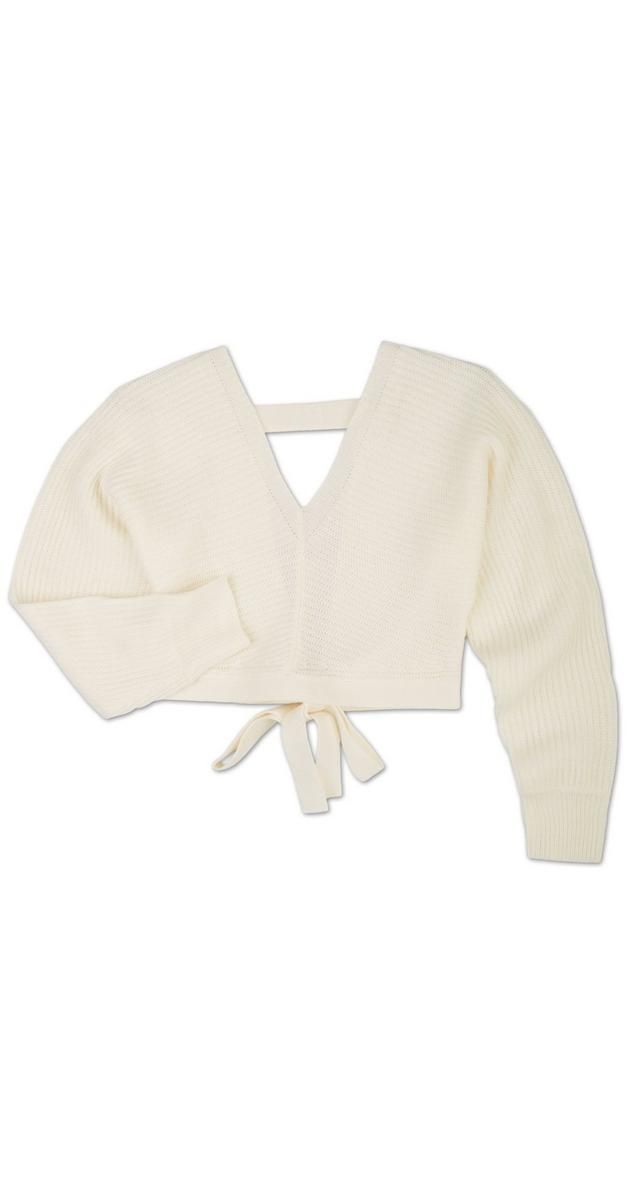 Juniors Knitted Open Back Sweater - White-White-2293027152210   | Burkes Outlet | bealls
