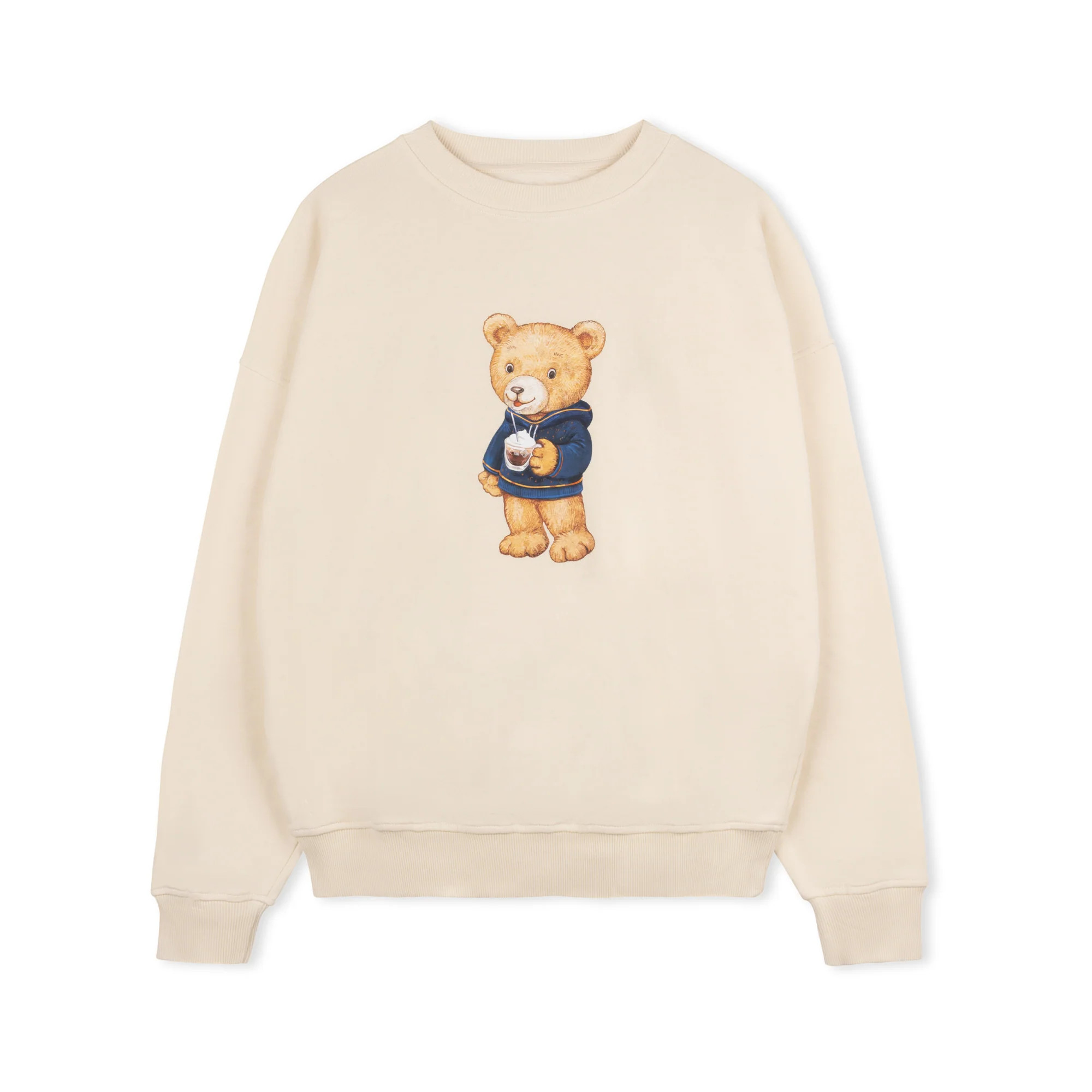 Bigger Pawfect Brew Oversized Pullover Beige | Lil Teddy (US)